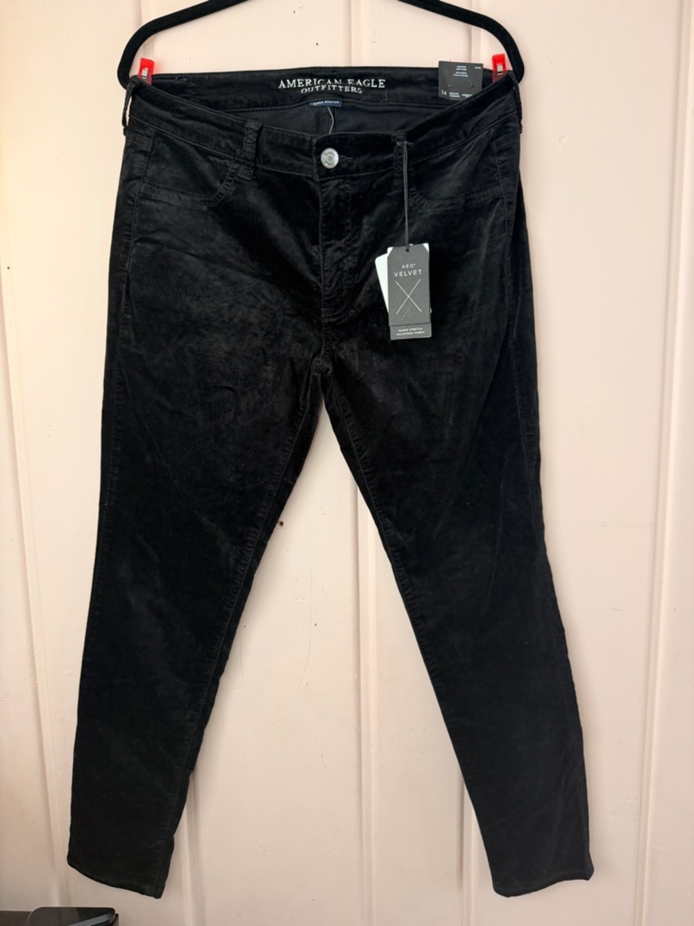 American Eagle Outfitters low rise Black Velvet Skinny Jeans sz14